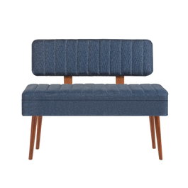 Hanah Home Vina 1048 Banco en Nogal y Azul Oscuro